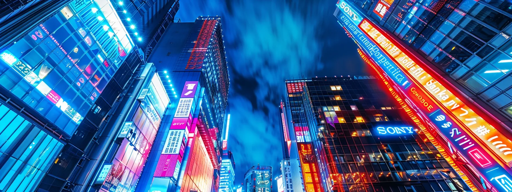 a dynamic, futuristic city skyline illuminated by vibrant digital screens represents the transformative impact of managed cloud services on modern technology.