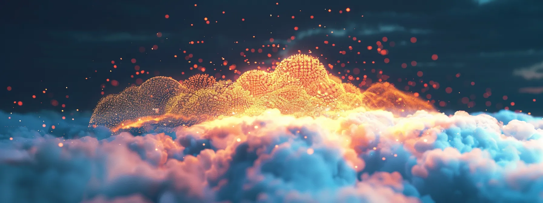 a vibrant cloudscape glows with ethereal light, symbolizing the transformative power of managed cloud services connecting seamless digital landscapes.