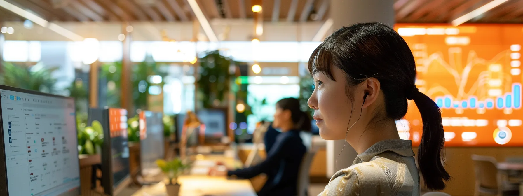 a sleek, modern office filled with high-tech screens displaying real-time supply chain data and logistics analytics, highlighting the transformative power of ai in optimizing inventory and enhancing operational efficiency.
