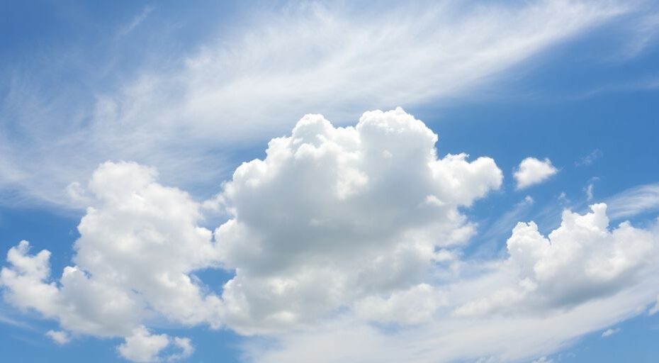 Various cloud formations against a blue sky.