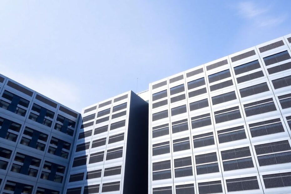 Modern data center building exterior