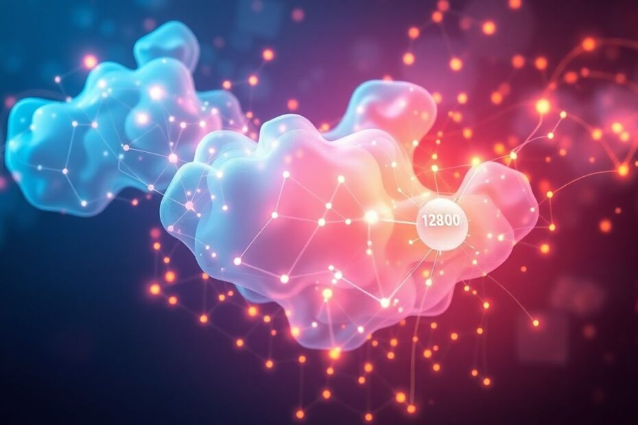 Abstract digital cloud with glowing nodes and data streams.