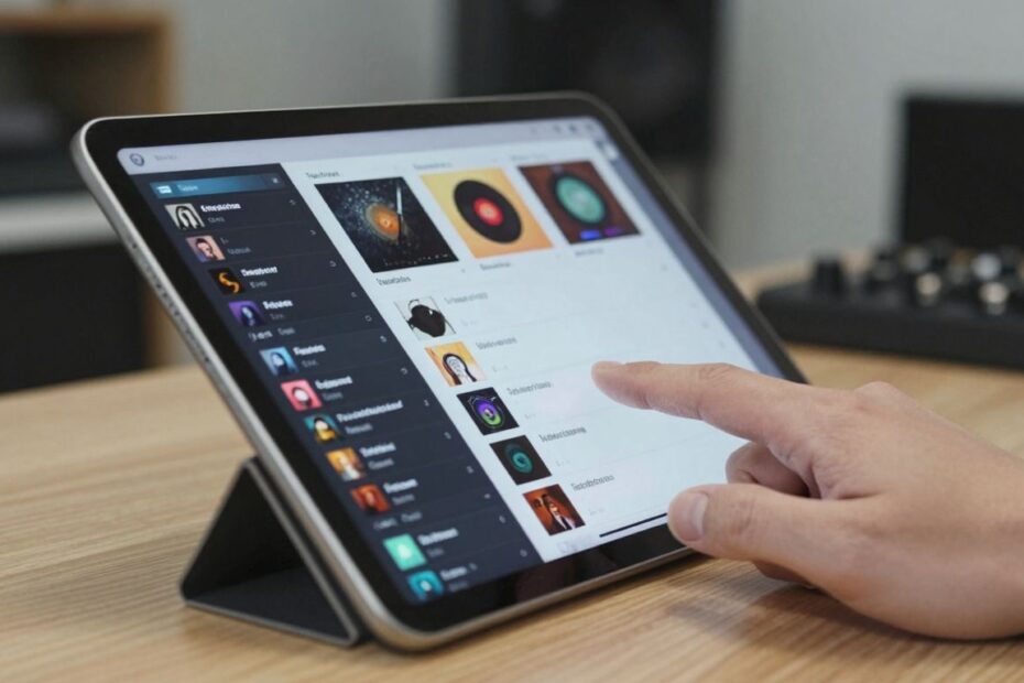 Artist managing music on a digital platform.