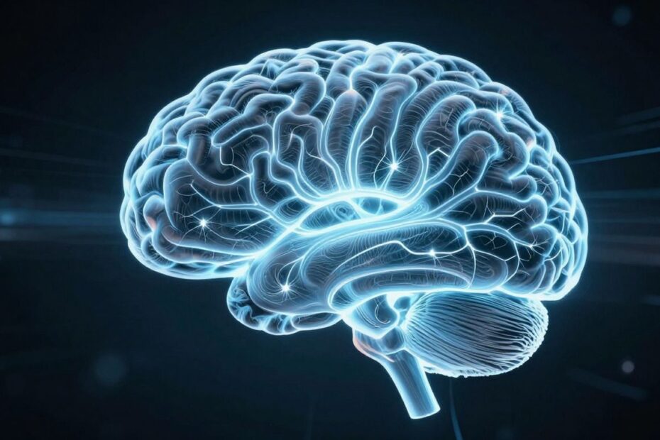 AI brain with glowing neural network patterns